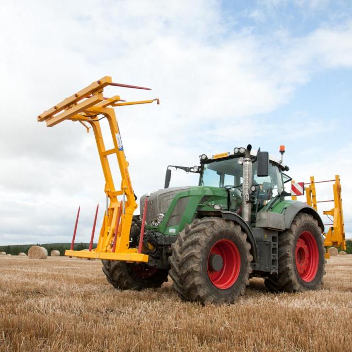 Octa-Quad Bale Handling System - front section for carrying 4 round bales or 2 Heston bales at a time. Showing folding version.